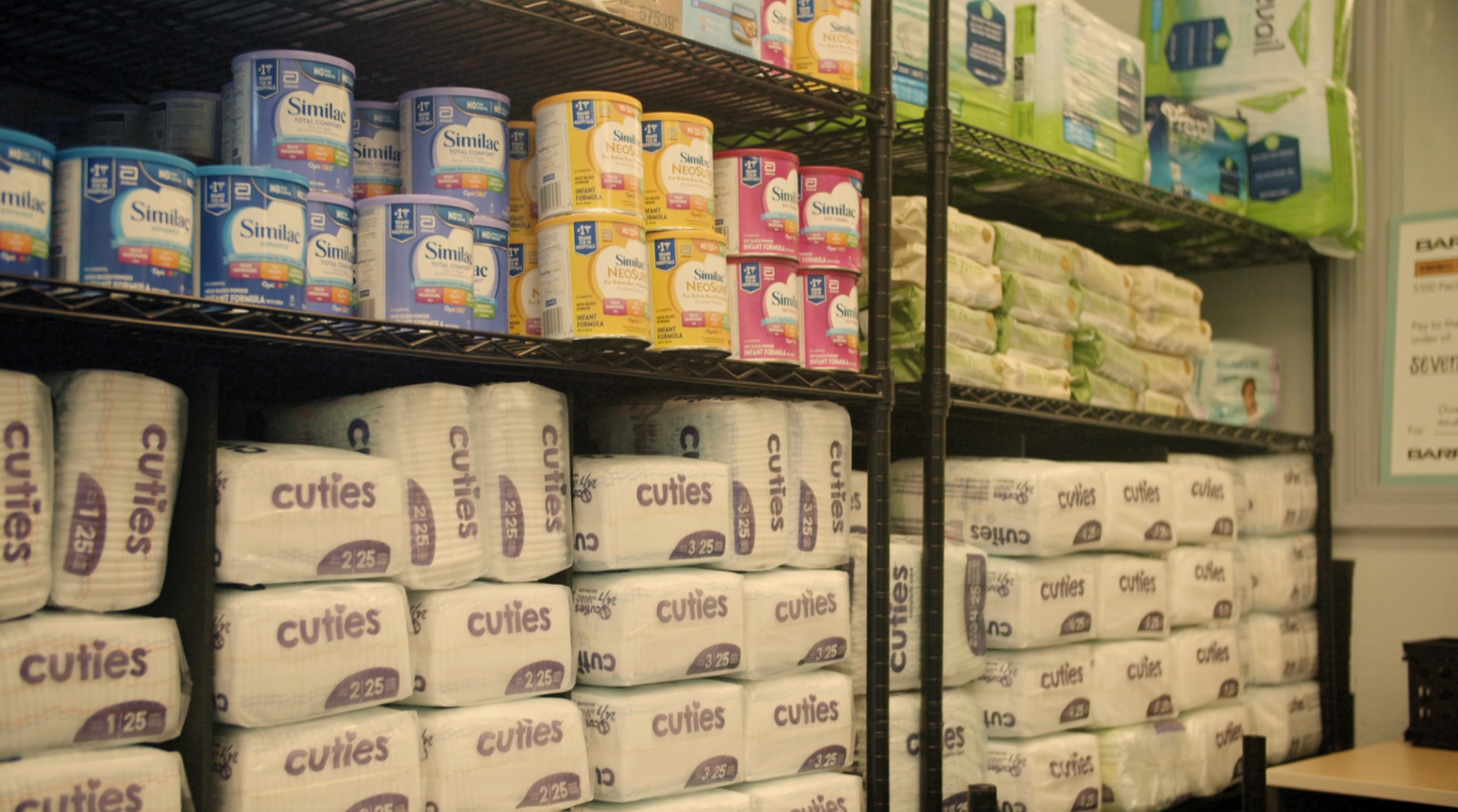 Diapers and Baby Formula in the Blaine Food Bank Lobby